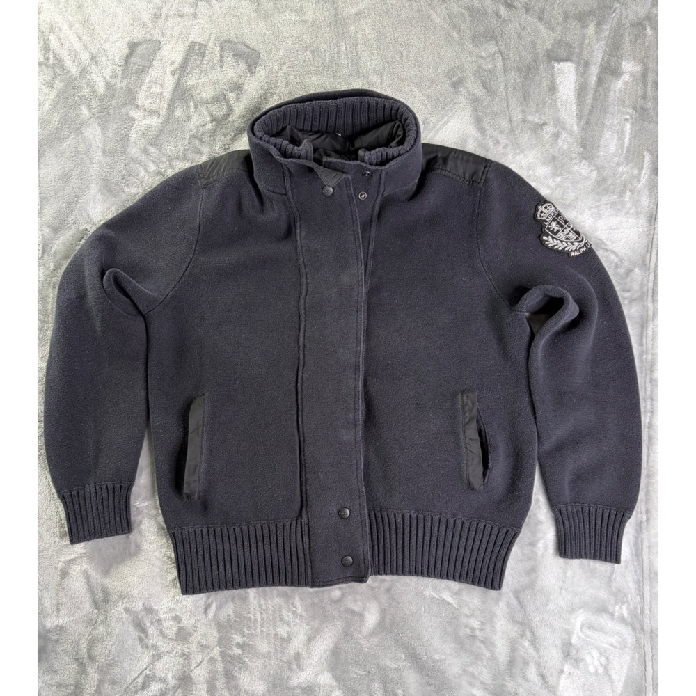 Lauren Active Jacket Womens XL Navy Blue Long Sleeve Full Zip Mock Neck Crest